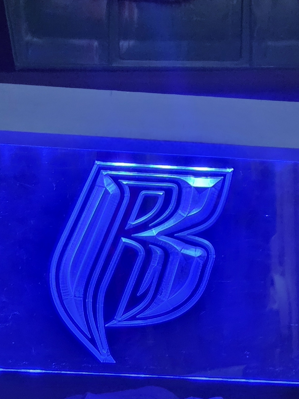 Vintage Blue Led Neon Sign W/ "R" Ruff Ryder Logo